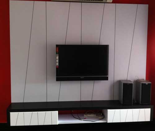 Black and White TV Cabinet Design Kuala Lumpur Malaysia